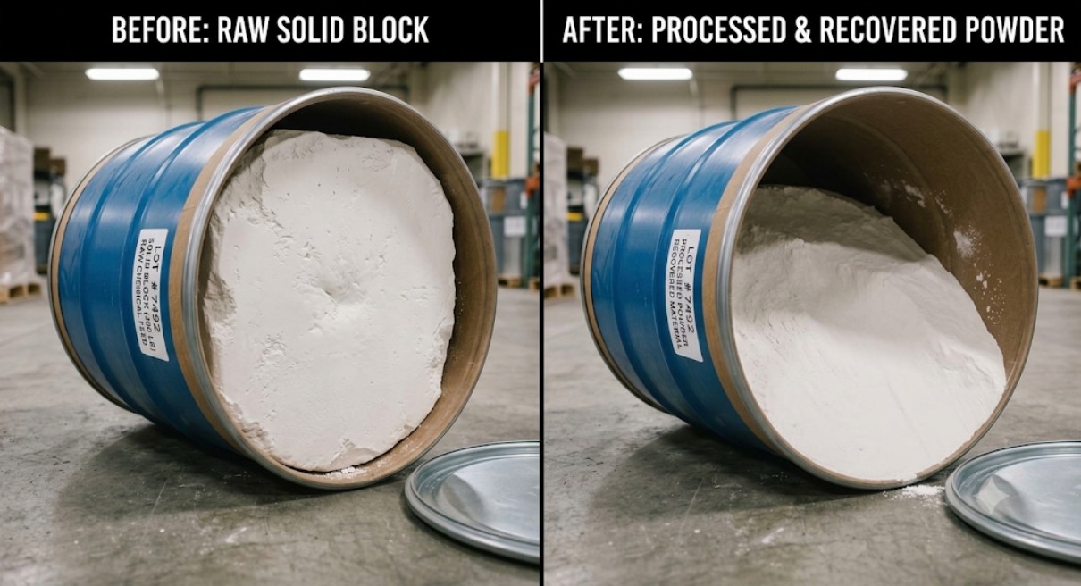 raw block to bulk powder